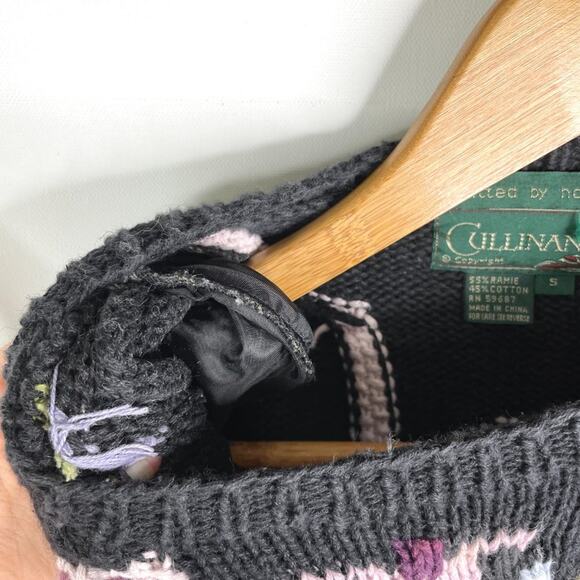 Vintage Cullinane Hand Knit Floral Heavy Sweater Small - Picture 9 of 12